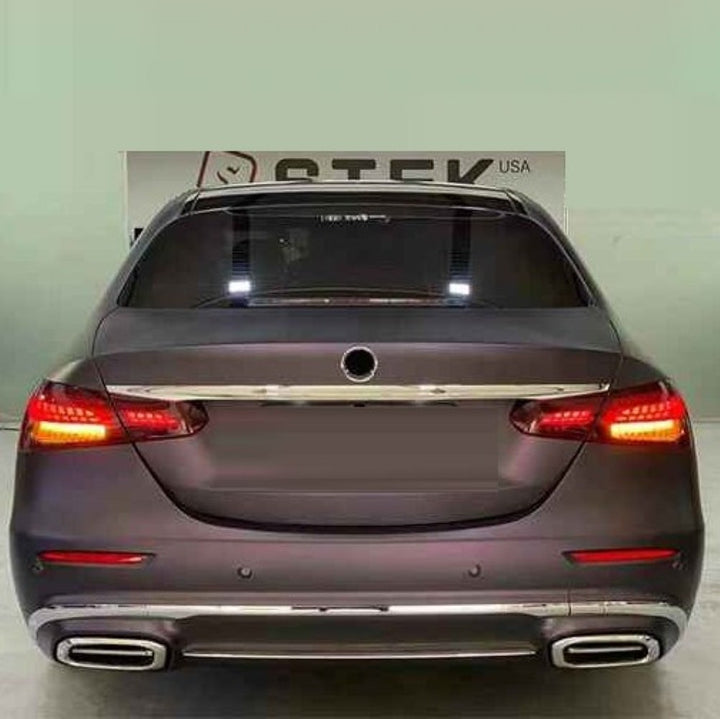 Car Craft Compatible With Mercedes Benz E Class W213 Lci 2021-2023 Upgrade Facelift Convert To Maybach Bodykit Rear Bumper Exhaust Pipe Tip Diffsuer Trim Gc W213-049