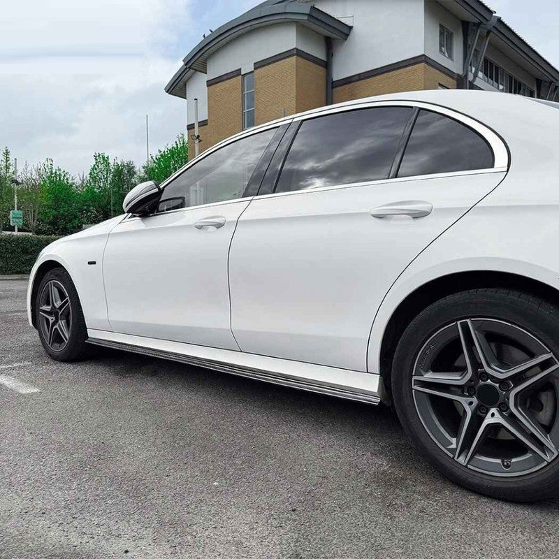 Car Craft Compatible With Mercedes Benz E Class W213 2016-2024 Amg Side Skirt Extension Splitter Running Board Trim Cover Zst-1053 Gb Glossy Black - CAR CRAFT INDIA