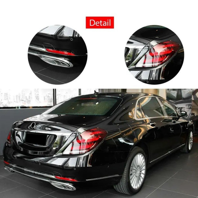 Car Craft Compatible With Mercedes Benz S Class W222 Lci 2018-2020 Upgrade Convert To S Class Maybach Mhb Rear Bumper Bodykit Splitter Trim Exhaust Pipe Tip Gc W222-006