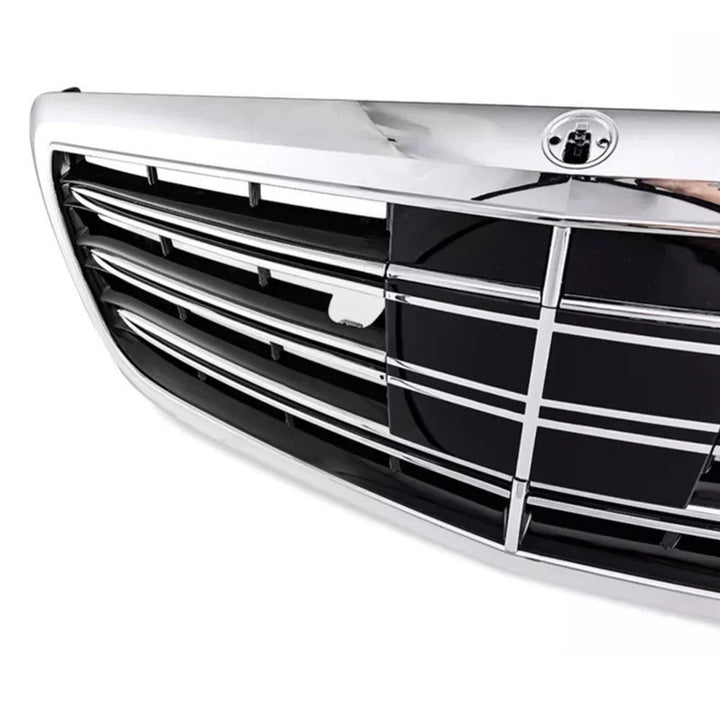 Car Craft Compatible With Mercedes Benz S Class W222 2014-2020 Front Bumper Show Grill Amg S63 S65 Style With Acc Silver