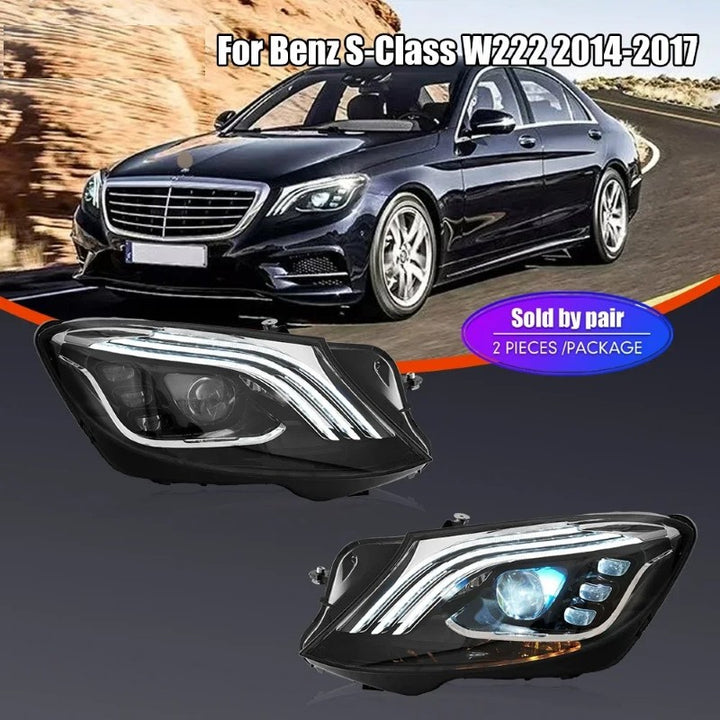 Car Craft Compatible With Mercedes Benz S Class W222 2014-2019 Car Front Upgraded Head Light Lamp Xenon Headlight Retrofit Upgrade Modified Led Drl Hid Light Maybach Style Shy - CAR CRAFT INDIA