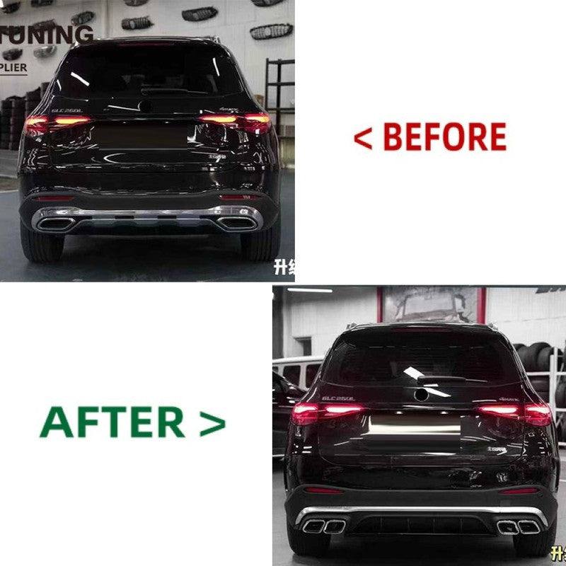 Car Craft Compatible With Mercedes Benz Glc W254 2023-2026 Upgrade Facelift Convert To Glc43 Amg Bodykit Rear Bumper Skirt Diffuser Rear After Lip Silver Gc W254-009