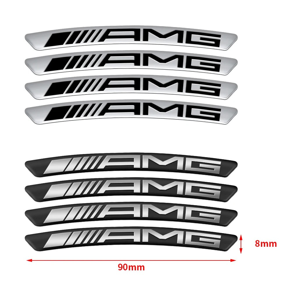 Car Craft Compatible With Mercedes A B C E S Class Ml Gl Gle Gls Cla Gla Glc Slk Grill Letter Logo Badge Emblem Sticker Alloy Wheel Rim Sticket Amg Black 4pcs/set