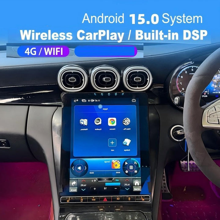 Car Craft Compatible With Mercedes Glc W253 X253 C Class W205 V Class W447 Android Multimedia Infotainment Player Carplay 4gb+64gb 12.5 Inch Tesla Style With Ambient Light Led Ac Air Vent Grill Cover Ntg 5.5
