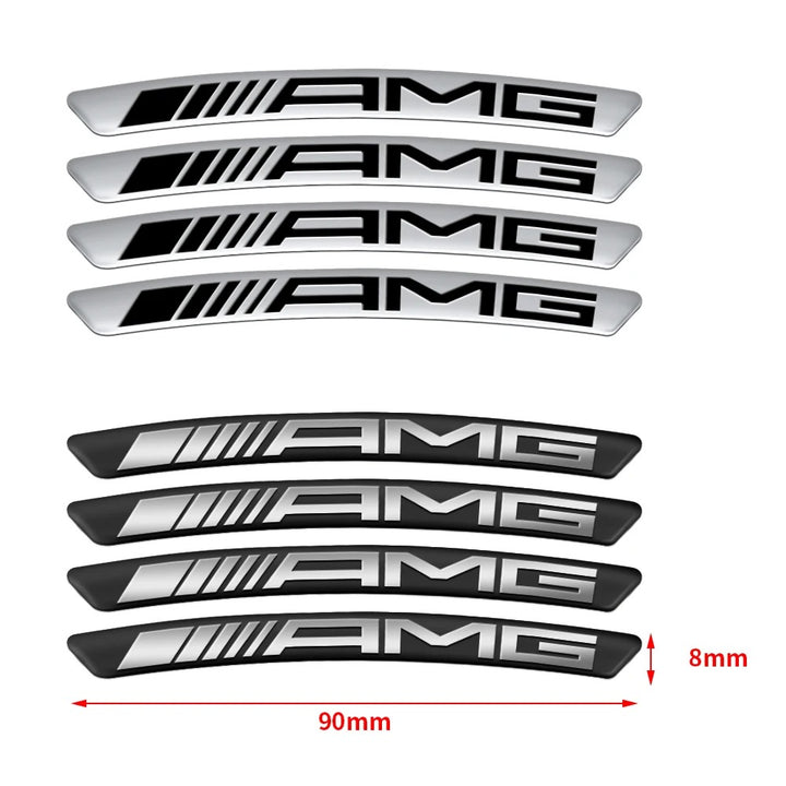 Car Craft Compatible With Mercedes A B C E S Class Ml Gl Gle Gls Cla Gla Glc Slk Grill Letter Logo Badge Emblem Sticker Alloy Wheel Rim Sticket Amg Silver 4pcs/set