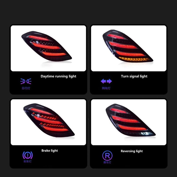 Car Craft Compatible With Mercedes Benz S Class W222 2014-2019 Car Rear Upgraded Tail Light Lamp Xenon Taillight Retrofit Upgrade Modified Led Drl Hid Light Maybach Style Red Shy - CAR CRAFT INDIA