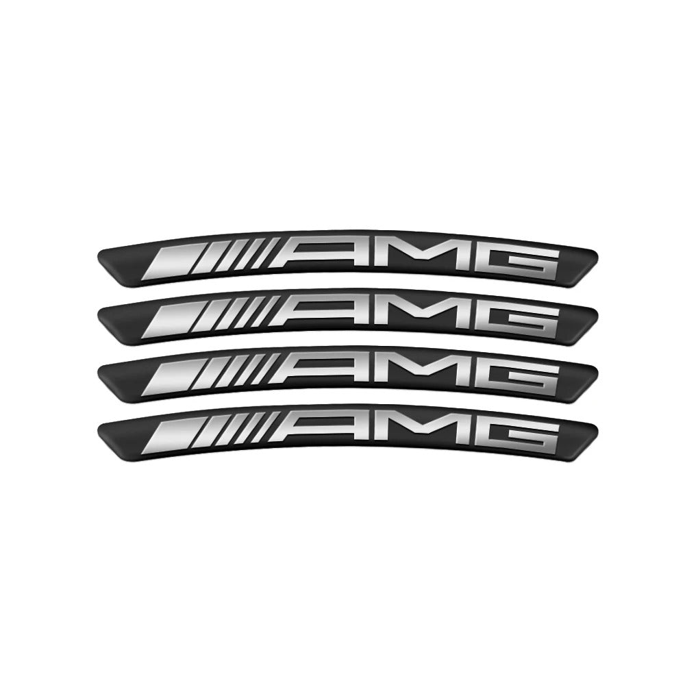 Car Craft Compatible With Mercedes A B C E S Class Ml Gl Gle Gls Cla Gla Glc Slk Grill Letter Logo Badge Emblem Sticker Alloy Wheel Rim Sticket Amg Black 4pcs/set