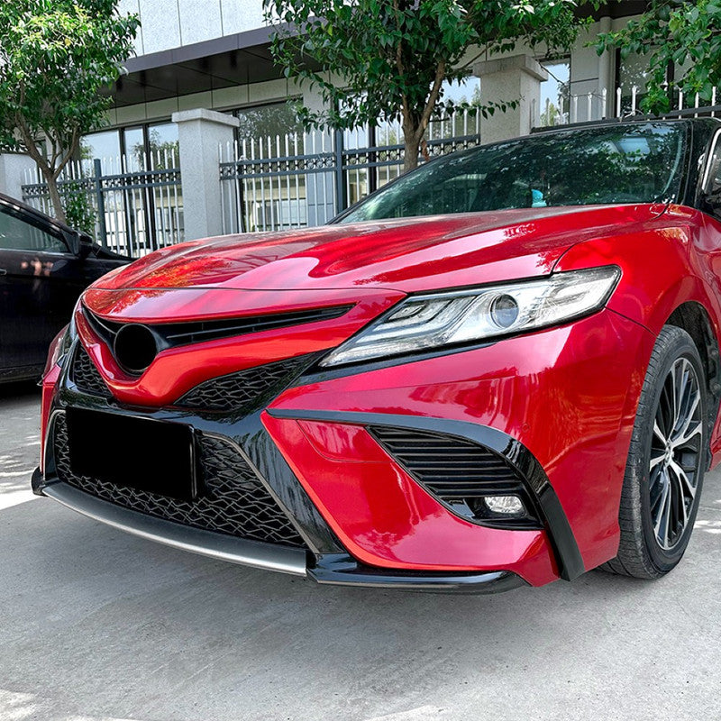 Car Craft Compatible With Toyota Camry 2018+2024 Front Bumper Fog Splitter Skirst Canard Flag Carbon Fiber Look Zst-451 Cf USA