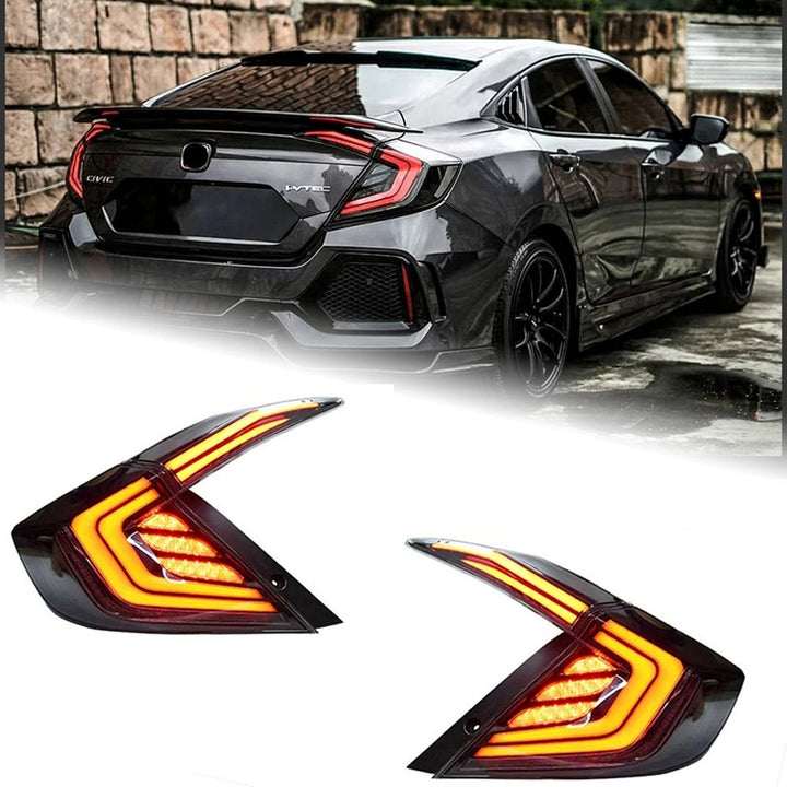 Car Craft Compatible With Honda Civic 10th Gen 2016-2020 Car Rear Upgraded Tail Light Lamp Xenon Taillight Retrofit Upgrade Modified Led Drl Hid B Clear