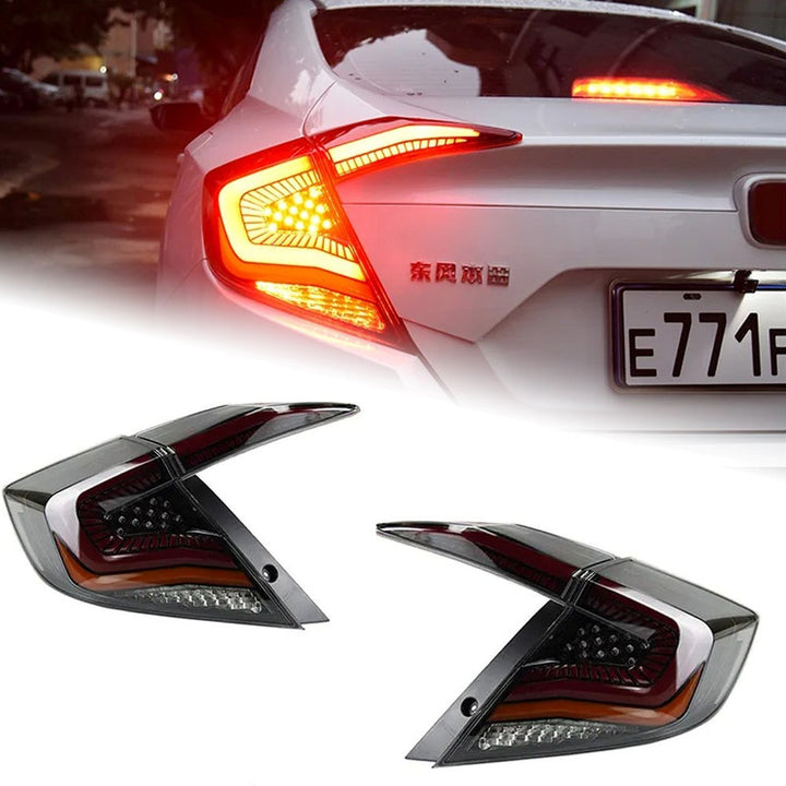 Car Craft Compatible With Honda Civic 10th Gen 2016-2020 Car Rear Upgraded Tail Light Lamp Xenon Taillight Retrofit Upgrade Modified Led Drl Hid C Smoke