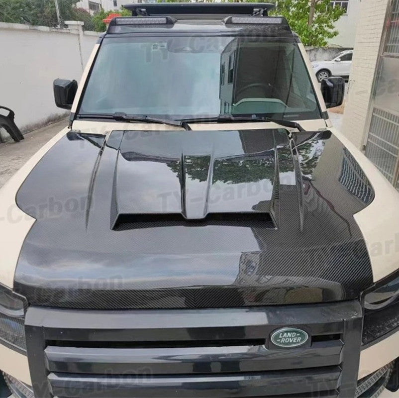 Car Craft Compatible With Range Land Rover Defender 90 110 130 L663 Lr129997 2020+ Front Hood Bonnet Carbon Fiber - CAR CRAFT INDIA