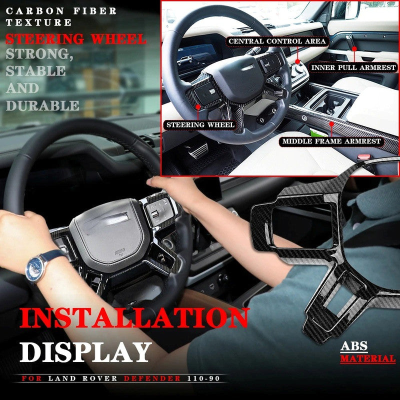 Car Craft Compatible With Range Land Rover Defender 90 110 L663 Lr129997 2020+ Car Interior Trim Set Center Console Aremest Panel Side Trim Strips Steering Cover Piano Black - CAR CRAFT INDIA