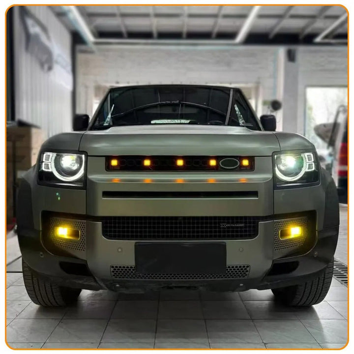 Car Craft Compatible With Range Land Rover Defender 90 110 130 2020+ Front Bumper Show Led Grille With Light Octa Style White