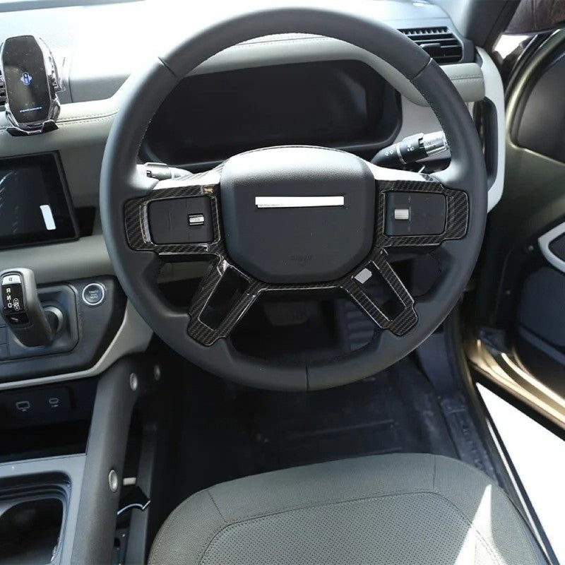 Car Craft Compatible With Range Land Rover Defender 90 110 130 L663 Lr129997 2020+ Steering Wheel Trim Cover Frame Stick On Style Carbon Fiber Look - CAR CRAFT INDIA