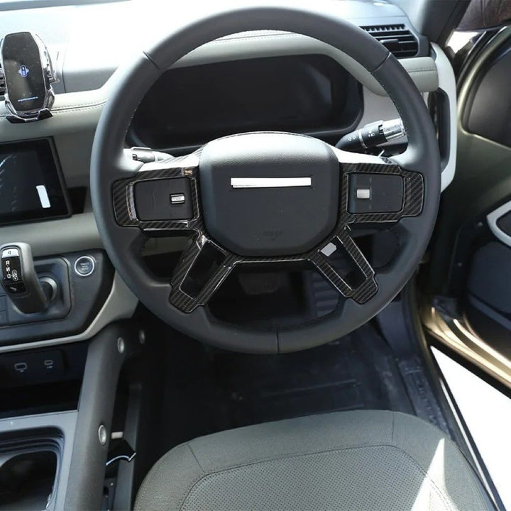 Car Craft Compatible With Range Land Rover Defender 90 110 130 L663 Lr129997 2020+ Steering Wheel Trim Cover Frame Stick On Style Carbon Fiber Look - CAR CRAFT INDIA