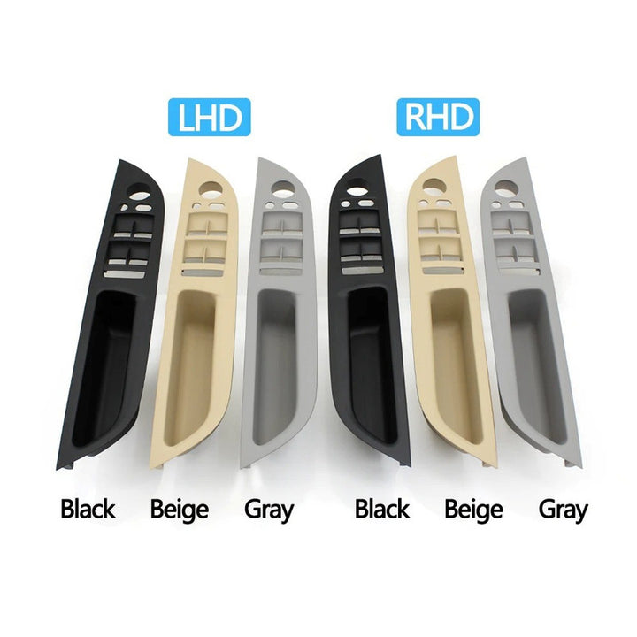 Car Craft Compatible With Bmw 5 Series E60 E61 2006-2010 Car Interior Door Handle Inner Door Armrest Panel Pull Trim Window Switch Cover Gray 51416983708 Rhd