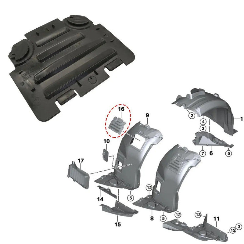 Car Craft Compatible With Bmw 3 Series E90 2005-2012 Car Front Mudguard Wheel Arch Fender Liner Vent Access Panel Lid Cover Left 51717143859 51717143849 - CAR CRAFT INDIA