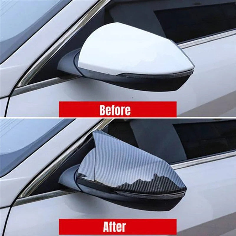 Car Craft Compatible With Hyundai Elantra 2021+ Side Rear View Mirror Cover Cap Paste Style Ar-mr-045 Cf Carbon Fiber Look CC-8577 - CAR CRAFT INDIA