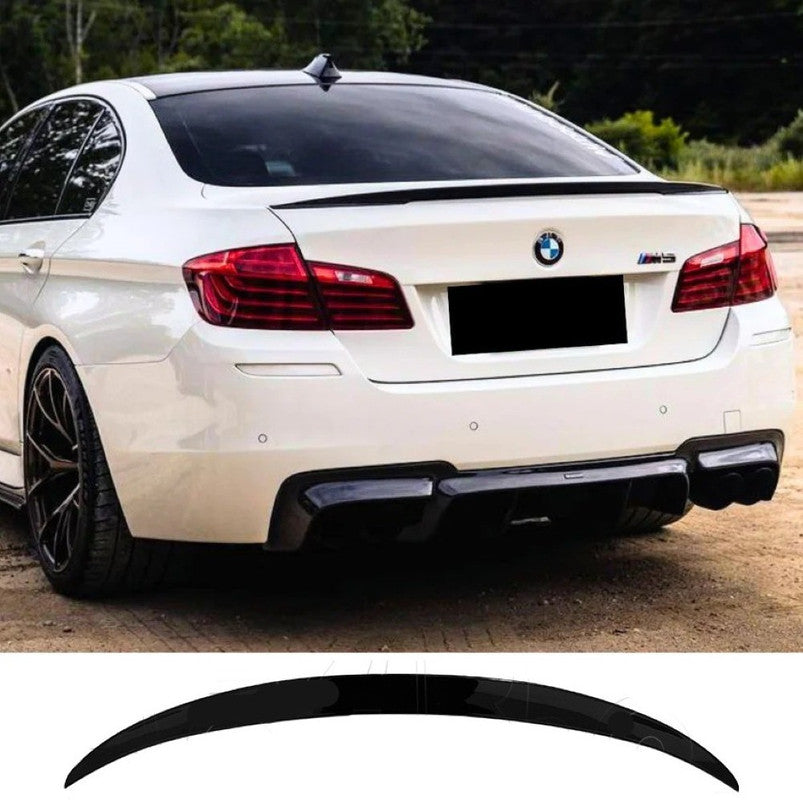 Car Craft Compatible With Bmw 5 Series F10 2010-2017 Rear Trunk Wing Boot Spoiler Lip Splitter Skirt P Style Gloosy Black CC-8592 - CAR CRAFT INDIA