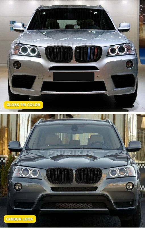 Car Craft Compatible With Bmw X3 X4 F25 F26 2010-2013 Front Bumper M Tri Colour Show Grill