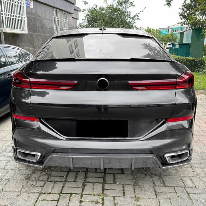 Car Craft Compatible With Bmw X6 G06 2019+ M Sport M Performance Rear Bumper Lip Skirt Splitter Diffuser Spoiler Zst-671 Cf Carbon Fiber Look