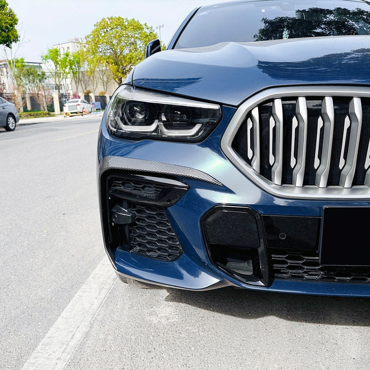 Car Craft Compatible With Bmw Bmw X6 G06 Pre-facelift M Sport 2019-2022 Front Bumper Lip Splitter Diffuser Skirst Flag Canard Carbon Fiber Look Zst-670 Cf