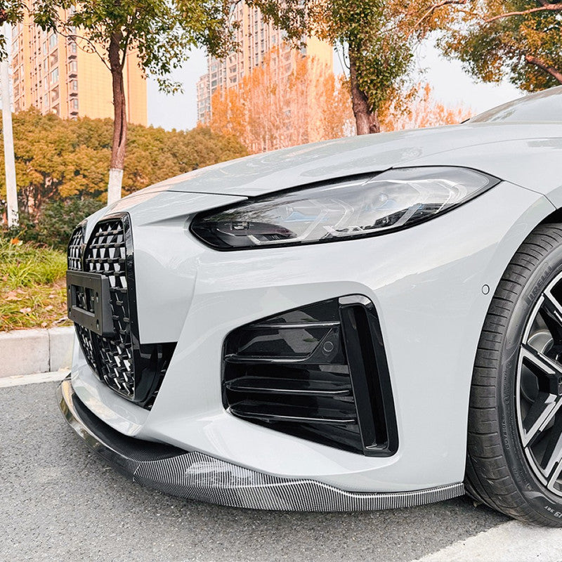 Car Craft Compatible With Bmw 4 Series M4 G22 G26 2020+ Coupe M Sports Front Bumper Lip Splitter Diffuser Skirst Flag Canard Carbon Fiber Look Zst-621 Cf