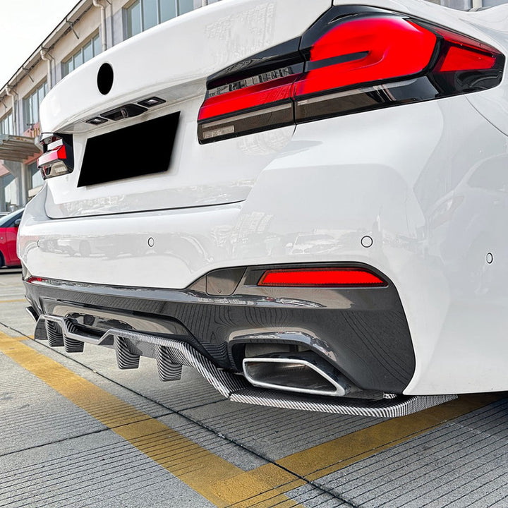 Car Craft Compatible With Bmw 5 Series G30 Lci 2021-2023 M Sports Bumper Rear After Lip Diffuser Splitter Skirts Blade Style Carbon Fiber Look Zst-884 Cf