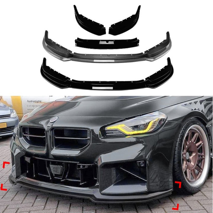 Car Craft Compatible With Bmw 2 Series M2 G87 G42 2020+ M Sports Front Bumper Lip Splitter Skirts Carbon Fiber Look Zst-642 Cf