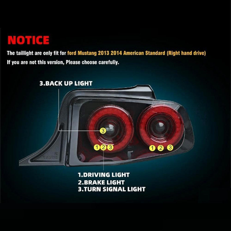 Car Craft Compatible With Ford Mustang Shalby 2013-2014 Car Rear Upgraded Tail Light Lamp Xenon Taillight Retrofit Upgrade Modified Led Drl Hid B Red