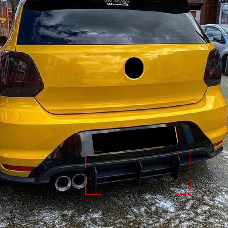 Car Craft Compatible With Volkswagen Polo Mk5 Gti 6r 2011-2014 Rear Bumper Lip Skirt Splitter Diffuser Carbon Fiber Look Zst-217