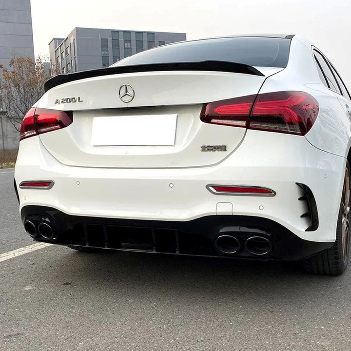 Car Craft Compatible With Mercedes Benz A Class W177 Sedan 2018-2023 Amg Rear Bumper After Lip Diffuser Lip Skirst Splitter Flag Canard Dual Tip Zst-187