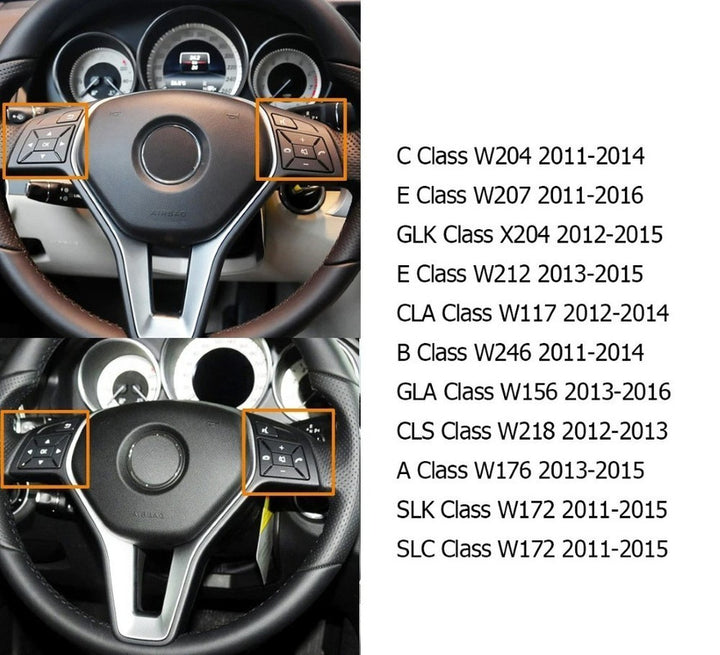 Car Craft Compatible With Mercedes A B C E Class Gla W204 W246 W207 W212 W176 W156 Cla W117 Cls W218 Slk Slc W172 Steering Wheel Control Switch Knob Button Cover 17254002628495 Moka Left B CC-7850 - CAR CRAFT INDIA