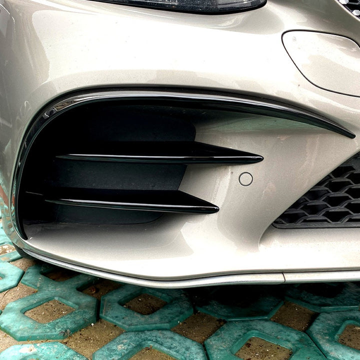 Car Craft Compatible With Mercedes Benz C Class Lci W205 Lci 2019-2021 Amg Front Bumper Air Vent Splitter Side Skirts Flag Canard Carbon Fiber Look Zst-224 Cf