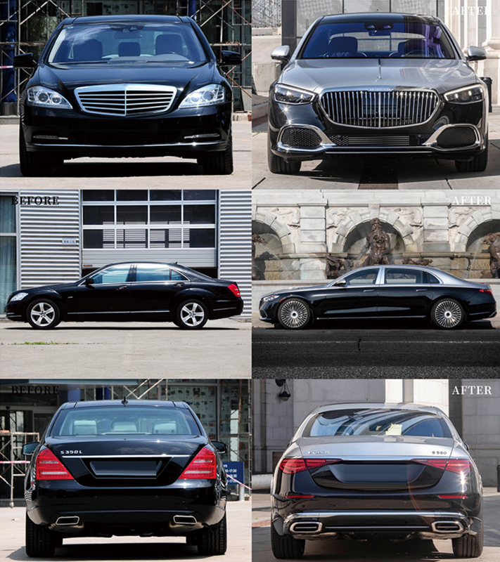Car Craft Compatible With Mercedes Benz S Class W221 2006-2014 Upgrade Facelift Convert To 2024 Lci Maybach Bumper Hood Fender Skirts Headlight Taillight Glass With Door 1:1 CC-8553 - CAR CRAFT INDIA
