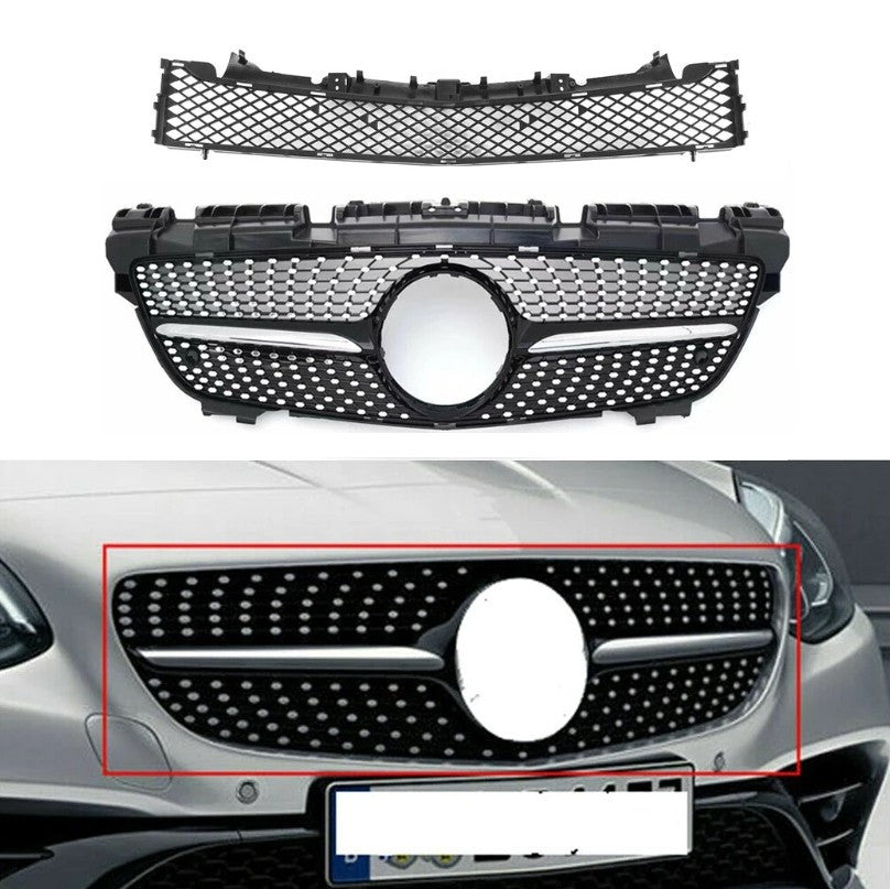 Car Craft Compatible With Mercedes Benz Slc Slk Class R172 W172 2011-2015 Front Amg Bumper Show Grill Diamond Black CC-9677