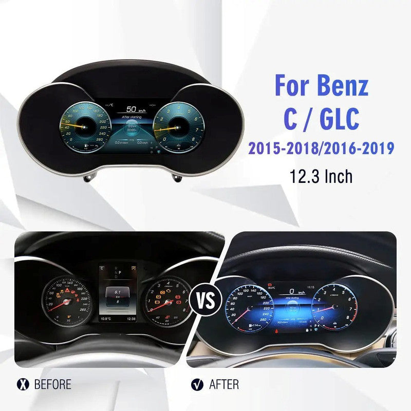 Car Craft Compatible With Mercedes V C Class Glc W253 W205 W447 Digital Android Multimedia Infotainment Player Cluster Speedomeeter With Ambient Ac Air Vent Light Grill Carplay 4gb+64gb Ntg 5.5