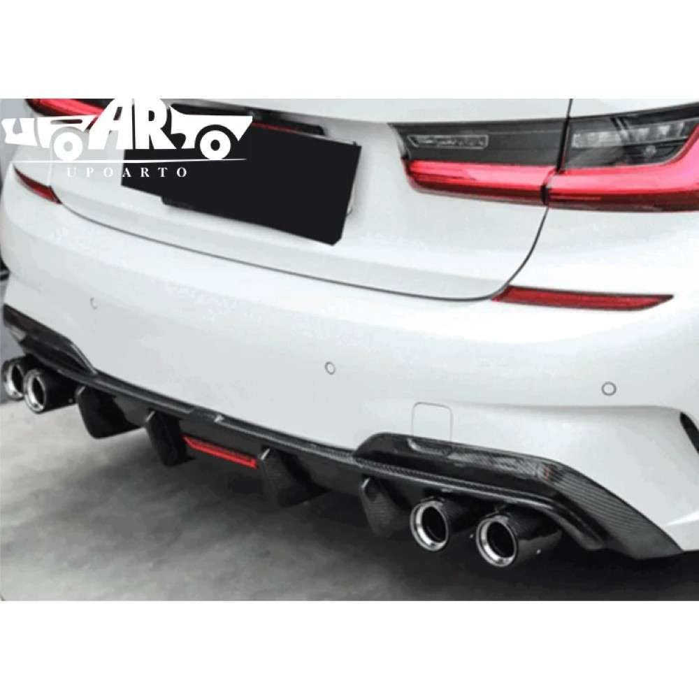 Car Craft Compatible With Bmw 3 Series G20 2019-2022 Rear Bumper After Lip Splitter Skirts Diffuser F1 Style Led Light Ar-bm-0265 Glossy Black - CAR CRAFT INDIA