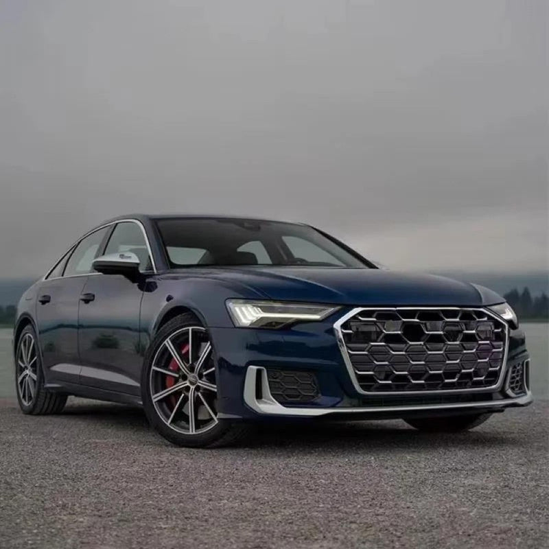 Car Craft Compatible With Audi A6 C8 2019-2025 Upgraded Facelift Convert To S6 Sport Bodykit Front Grill Lip Fog Grill Diffuser Lip Skirt Trim Exhaust Pipe Tip Silvery Grille Acc Style All Logo Silver A6-104 Gc