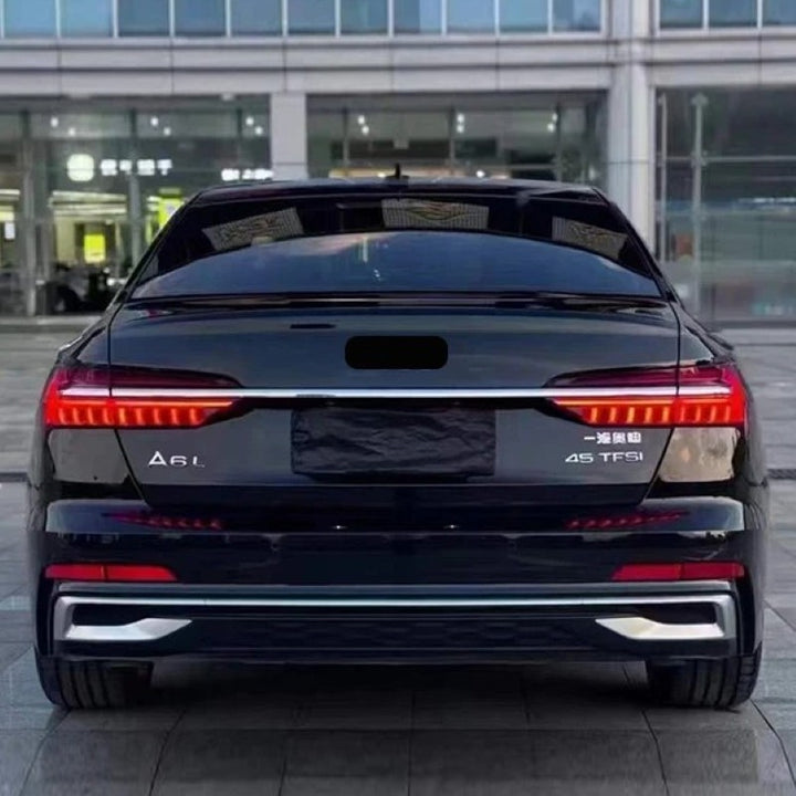 Car Craft Compatible With Audi A6 S6 Rs6 C8 2019-2023 Rear Rs6 Sport Bumper Upgraded Diffuser After Lip Skirst Trim Cover Silver Chrome - CAR CRAFT INDIA