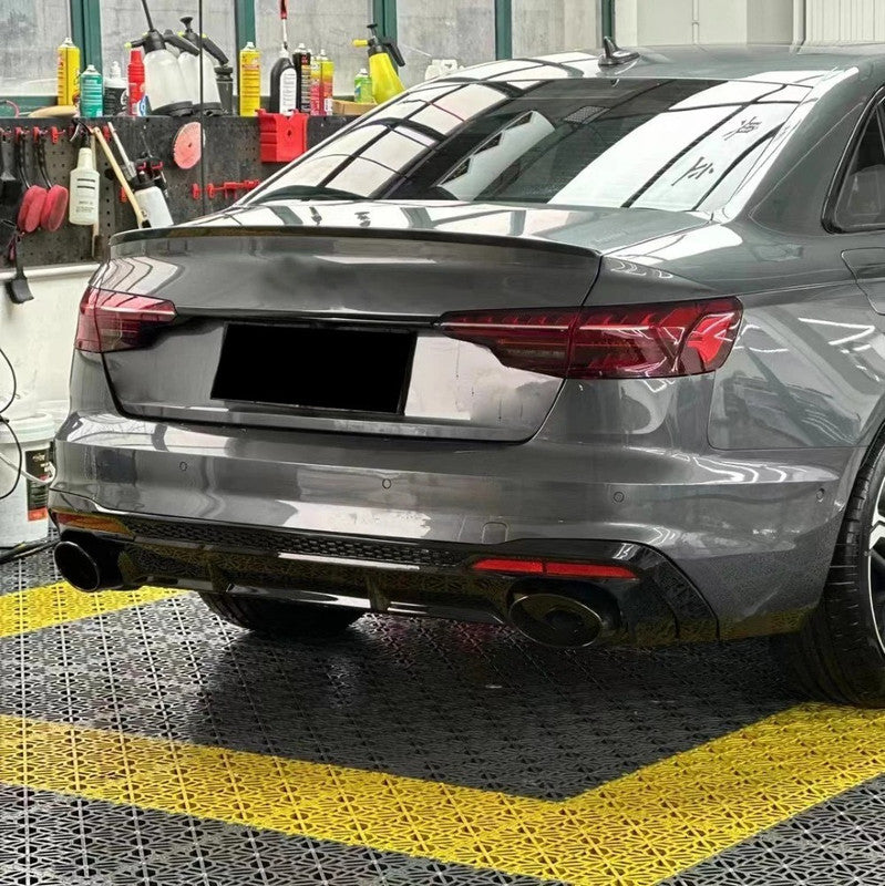 Car Craft Compatible With Audi A4 B9.5 2021+ Upgraded Facelift Convert To Rs4 Sport Bodykit Rear After Bumper Lip Diffuser Skirt Splitter With Exhaust Pipe Tip A4-052 Gc Silver Tip