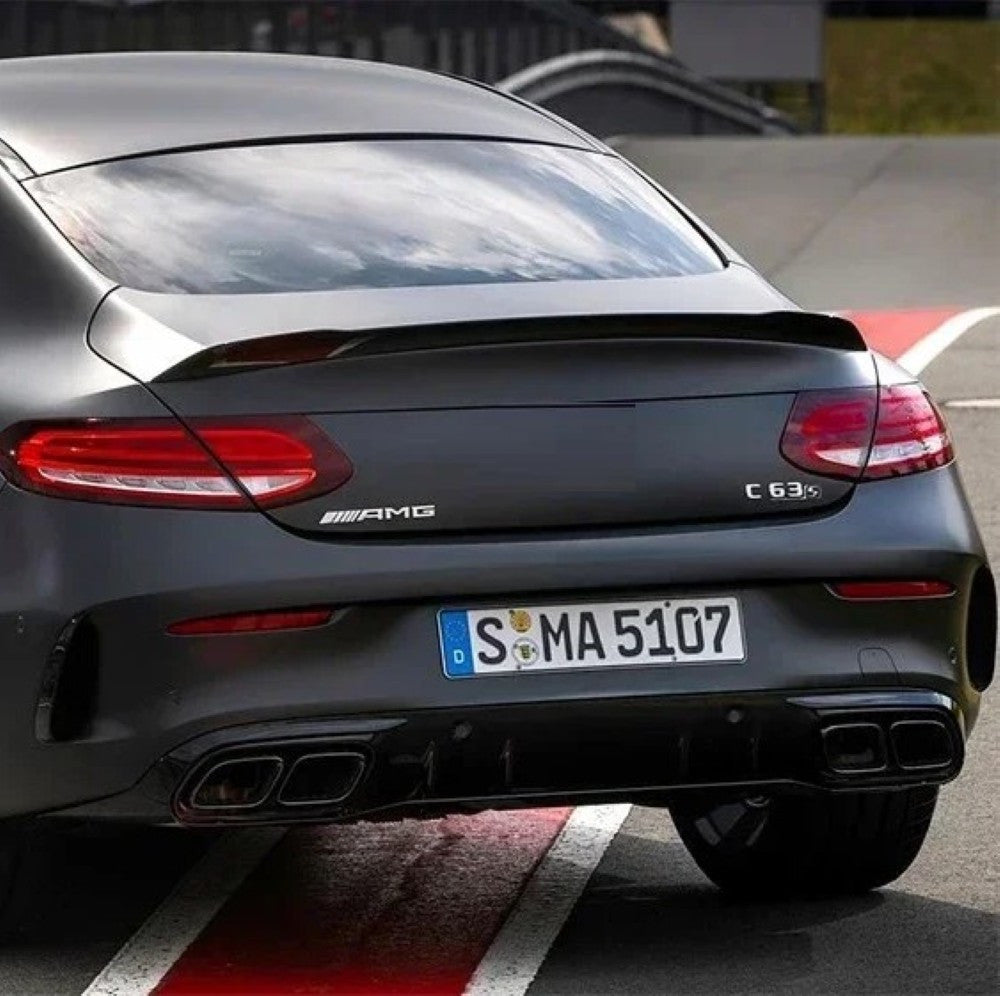 Car Craft Compatible With Mercedes Benz C Class C205 Coupe 2015-2021 Amg Rear Bumper Upgrade Convert To Amg Amg C63 After Rear Lip Diffuser Black GC C205-025