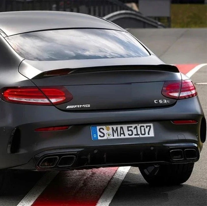 Car Craft Compatible With Mercedes Benz C Class C205 Coupe 2015-2021 Amg Rear Bumper Upgrade Convert To Amg Amg C63 After Rear Lip Diffuser Black GC C205-025