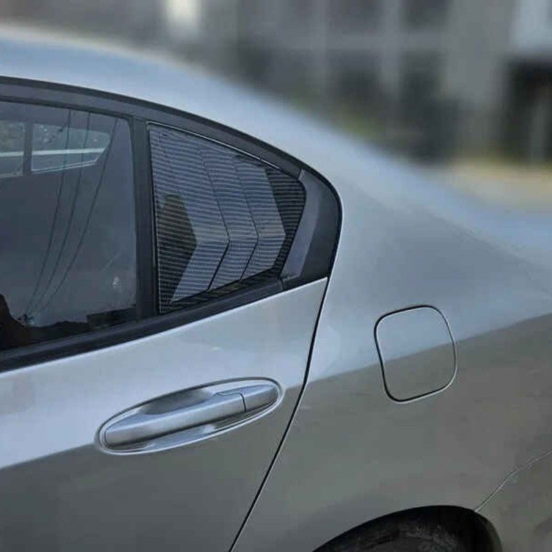 Car Craft Compatible With Honda City 2009-2013 Car Rear Window Shutter Cover Louver Side Vent Trim Triangle Glossy Black