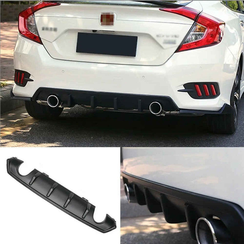 Car Craft Compatible With Honda Civic 2016-20219 Rear After Bumper Lip Diffuser Skirt Splitter Trim Carbon Fiber Look Model A