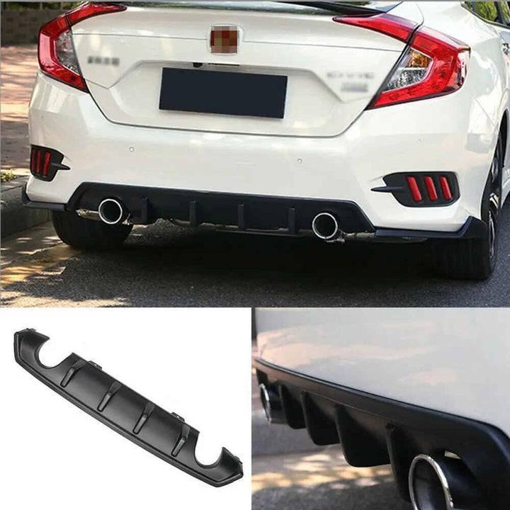 Car Craft Compatible With Honda Civic 2016-20219 Rear After Bumper Lip Diffuser Skirt Splitter Trim Carbon Fiber Look Model A