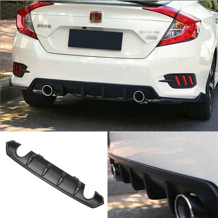 Car Craft Compatible With Honda Civic 2016-20219 Rear After Bumper Lip Diffuser Skirt Splitter Trim Black Model A