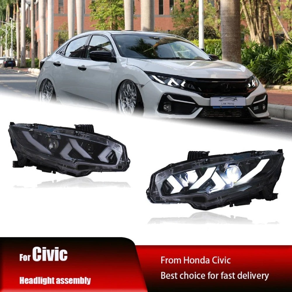 Car Craft Compatible With Honda Civic 10th Gen 2016-2020 Car Front Upgraded Head Light Headlight Lamp Xenon Taillight Retrofit Upgrade Modified Led Drl Hid Matrix Style