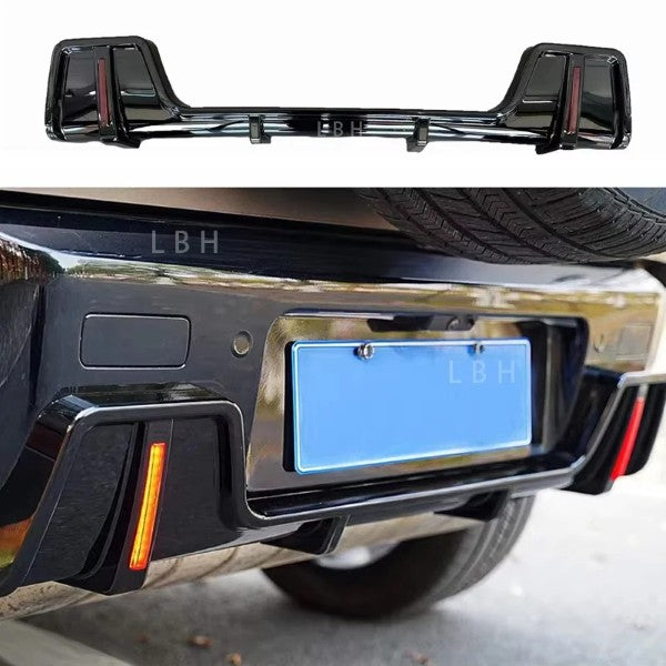 Car Craft Compatible With Land Range Rover Defender 90 110 130 2020-2026 L663 Car Rear After Bumper Lip Skirts Splitter Diffuser With Led Light Rock Style Kt Design Glossy Black - CAR CRAFT INDIA