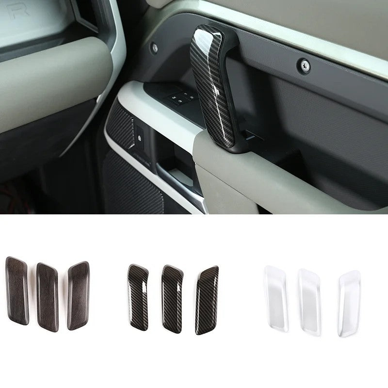 Car Craft Compatible With Range Land Rover Defender 90 110 130 L663 Lr129997 2020+ Car Interior Inner Pull Door Handle Trim Cover Carbon Fiber Look